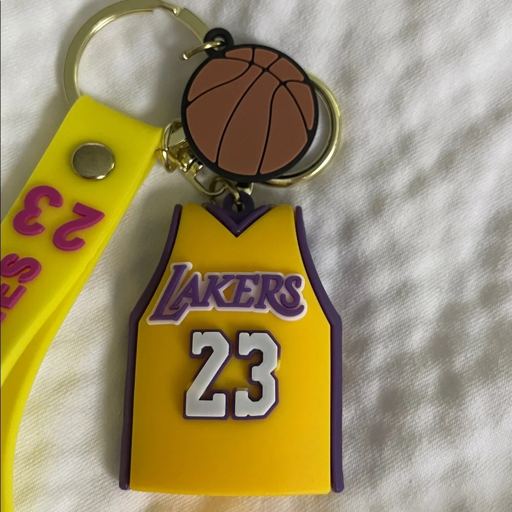 Lakers I love James LeBron Keychain with Basketball Charm new